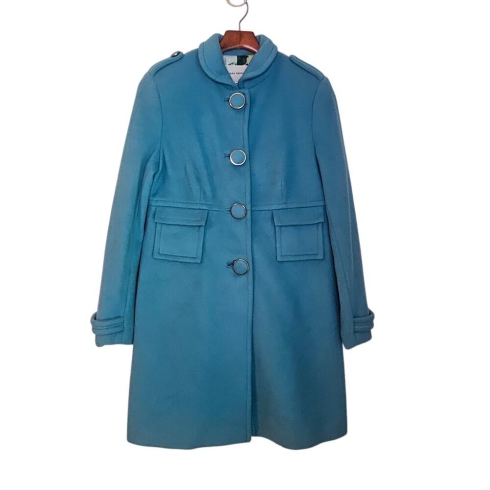 Banana Republic Vintage Teal Blue Retro Mod Wool Blend Coat Size Medium